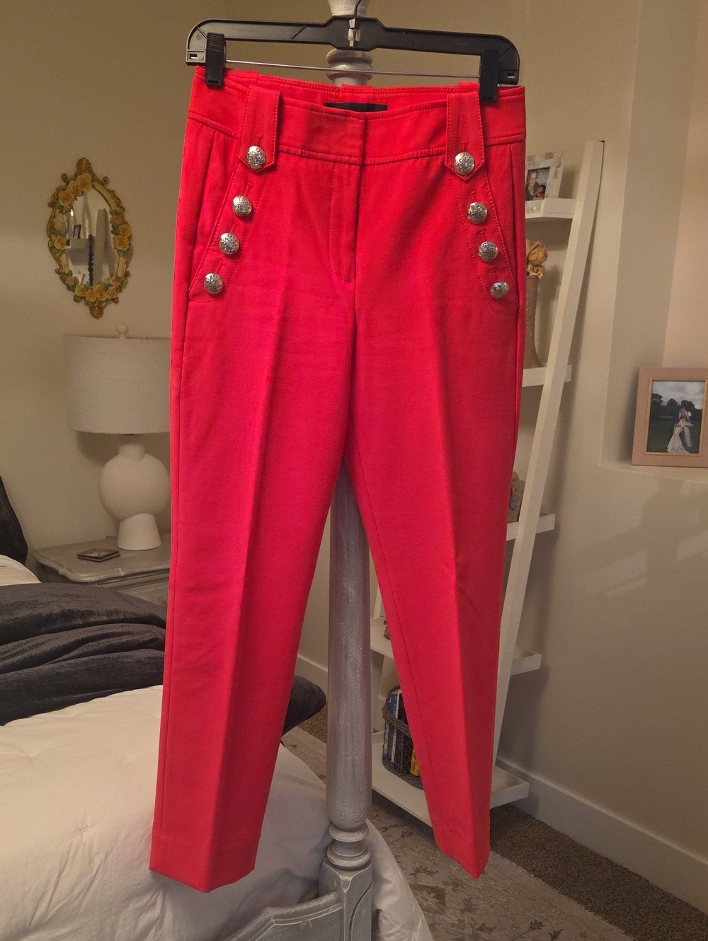 White House Black Market Bright Fuscia Pink Ankle Straight High-Waist Pants